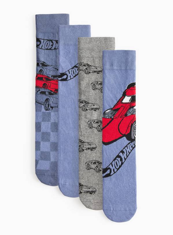 Hot Wheels Printed Ankle Socks 4 Pack 9-12